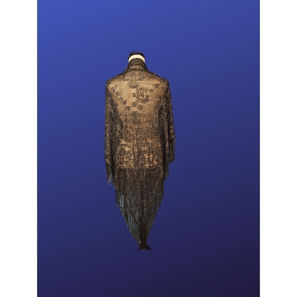 Unbranded Shawl Wrap, Triangle With Fringe, Silve… - image 2